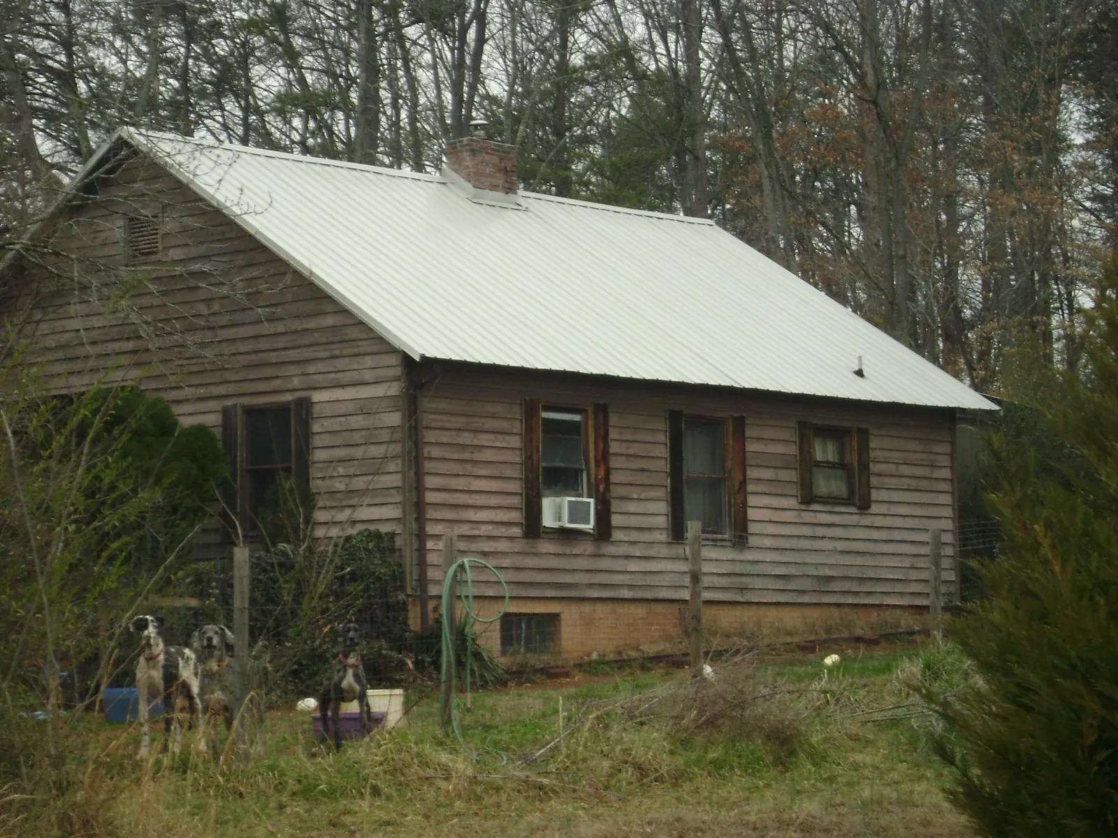 White metal roof on an old wood sided farmhouse, from a Metal Roof Installation job in Pickrell